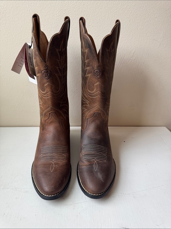 Ariat Other - Ariat Tan Brown Western Cowboy Boots with Stitch Detailing